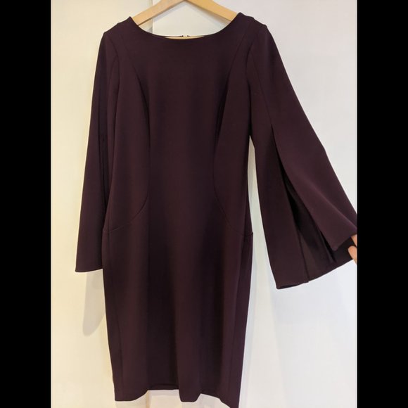 Calvin Klein Dresses & Skirts - Calvin Klein Cocktail Sheath Dress * Cape Sleeves * Purple * Size 8 * EUC
